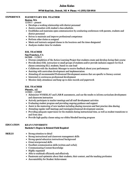 Resume Sample For English Language Teacher Free Samples Examples