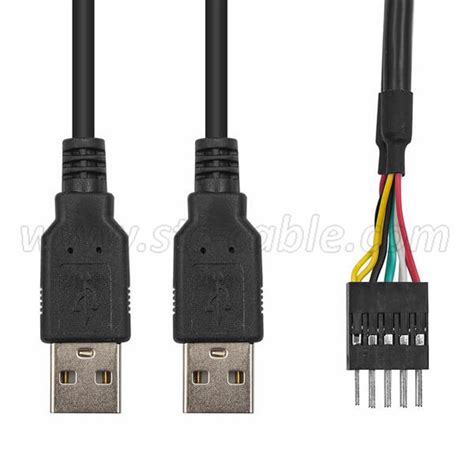 Dual Usb Type A Male To Dupont Pin Male Header Motherboard Cable