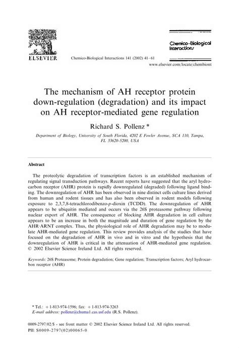 PDF The Mechanism Of AH Receptor Protein Down Regulation Degradation