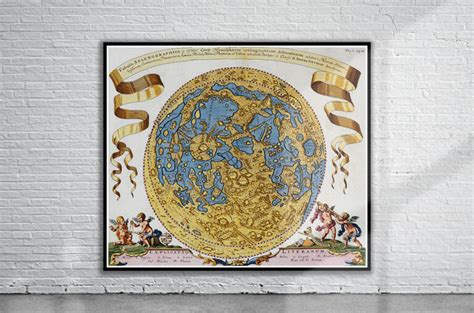 Vintage Hevel Lunar Map 1696