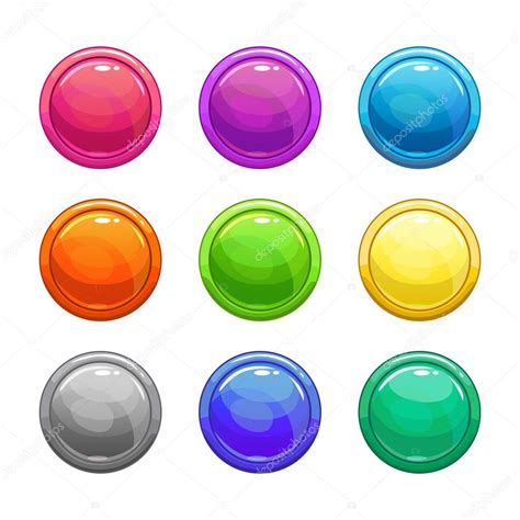 Colorful Glossy Round Buttons Stock Vector Lilu