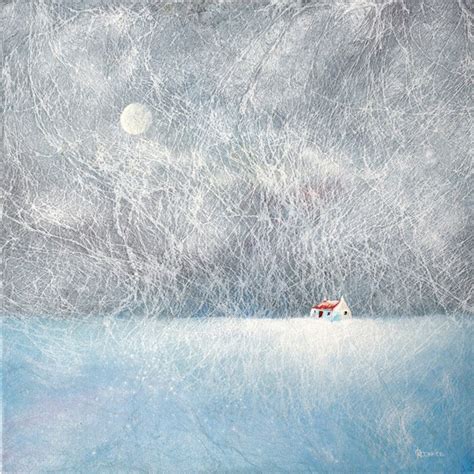 Winter moonlit bothy painting - Kevin Sean O'Connell