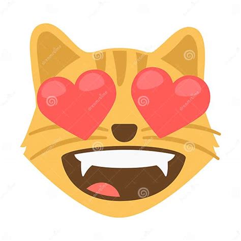 Cat with Heart Eyes Emoji Icon Illustration. Loving Vector Symbol Emoticon Design Doodle Vector ...