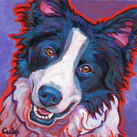 Border Collie Dog Original Art Painting On 8x8 Canvas By Lynn Etsy Uk