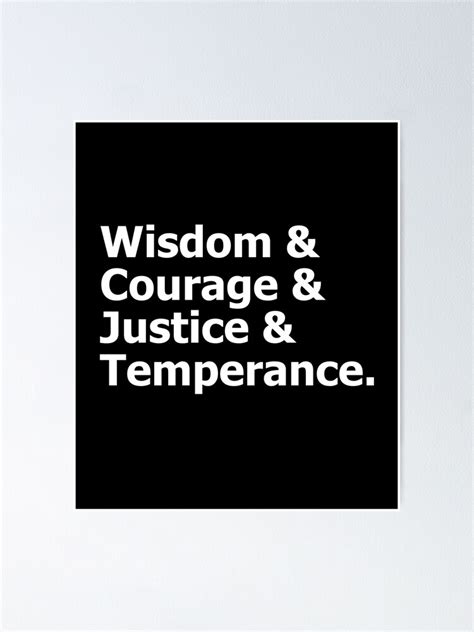 Stoic Virtues Wisdom Temperance Justice Courage Stoicism Poster For