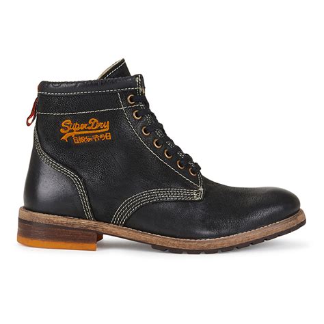 Superdry Men's Destroyed Lace Up Work Boots - Black Mens Footwear ...