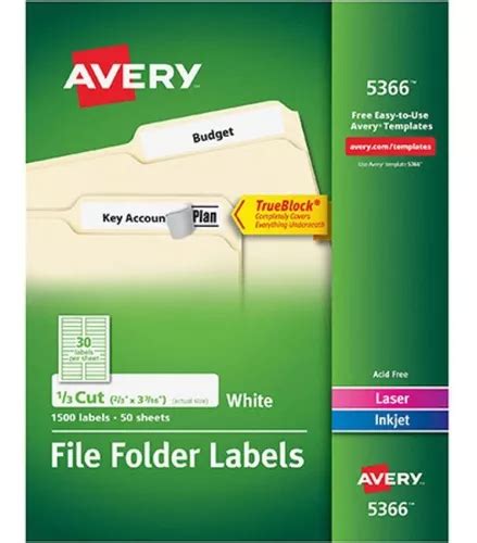 Etiquetas Para Folder Blancas Avery 5366 De 1 7x8 7 Cm 1 Paq MercadoLibre