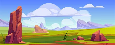 Cartoon nature landscape green field with grass 16259354 Vector Art at Vecteezy