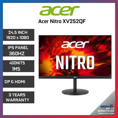 ACER Nitro XV252QF Gaming Monitor 24 5 Inch 1920 X 1080 IPS