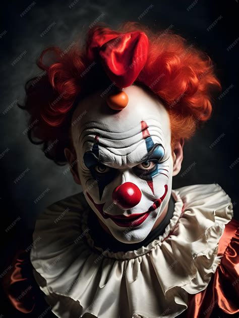 Premium AI Image | Portrait of a scary clown on a dark background ...