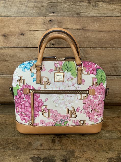 Dooney Bourke Domed Cream Hydrangea Coated Cotton Satchel Fickle