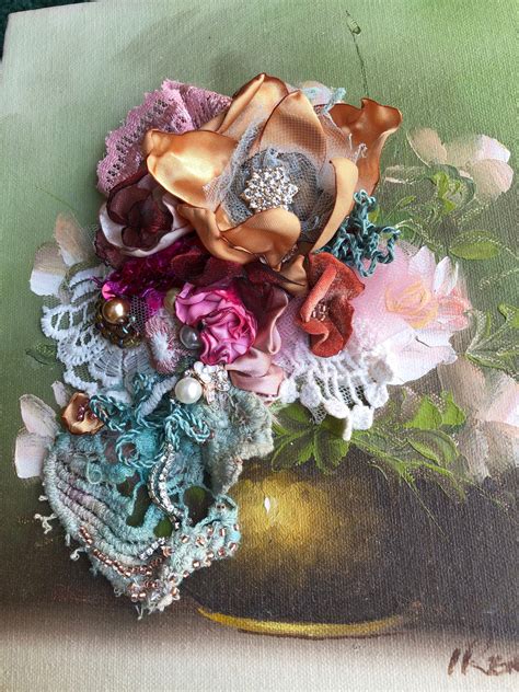 Embroidery Victorian Wearable Art Corsage Vintage Brooch Etsy In 2021