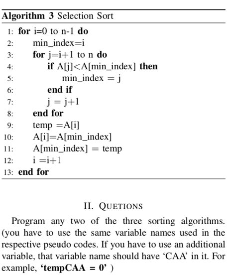 Solved The Pseudo Codes For Four Different Types Of Sorting Chegg