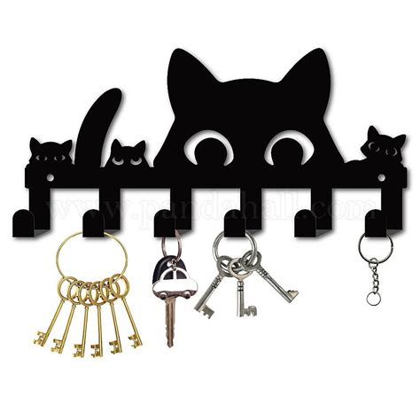 Wholesale Creatcabin Black Cat Key Holder For Wall Mounted Key Hook