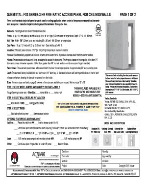 Fillable Online SUBMITTAL FD3 SERIES 3 HR FIRE RATED ACCESS PANEL FOR