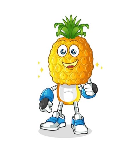 Personnage De Robot De Dessin Anim T Te D Ananas Vecteur De Mascotte