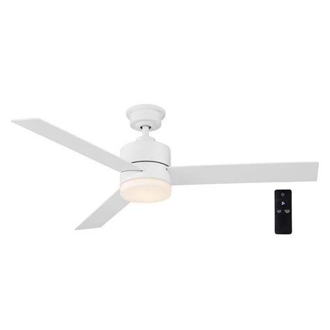 Hampton Bay Madison 52 in. Indoor Matte White Ceiling Fan with ...