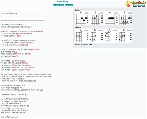 Chord: Love Song - Archive - tab, song lyric, sheet, guitar, ukulele | chords.vip