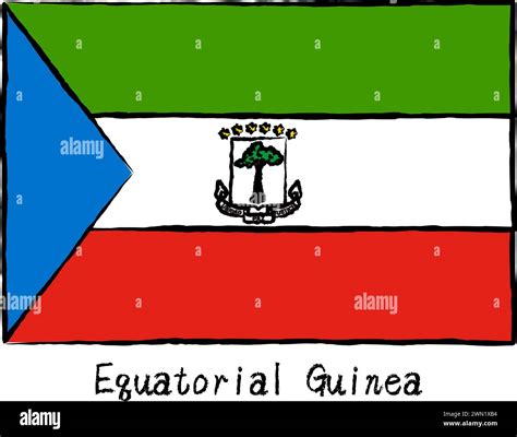 Analog Hand Drawn World Flag Equatorial Guinea Vector Illustration