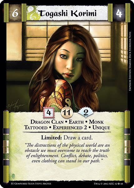 Togashi Korimi Exp2 Card L5r Legend Of The Five Rings Wiki Fandom