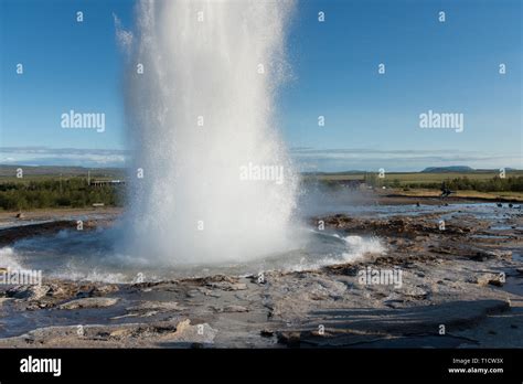 Strokkur Geysir Eruption Golden Circle Iceland Stock Photo Alamy