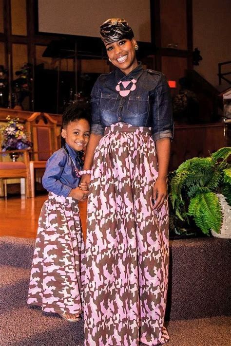 Pink Camo Mother Daughter Maxi Skirts African Design Dresses Mother