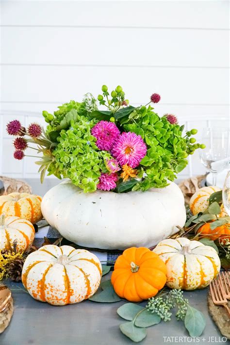 Mini Pumpkin Flower Arrangement Fall Centerpiece - Tatertots and Jello