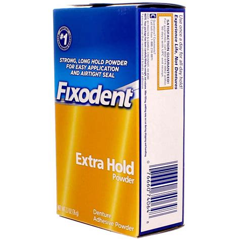 Fixodent Extra Hold Denture Adhesive Powder 2.7oz - Strong and Long ...