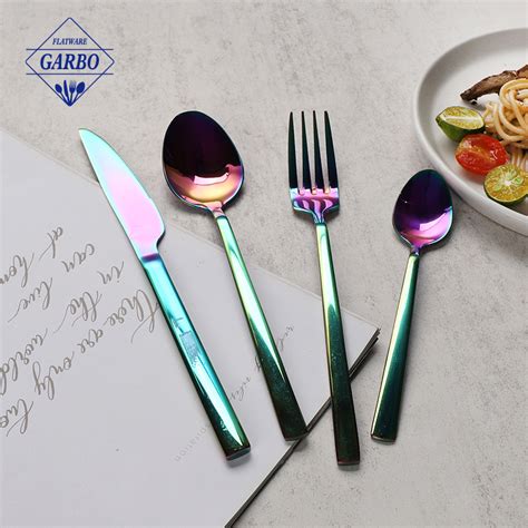 Creative Rainbow Color Ion Plating 410 Stainless Steel Cutlery Set