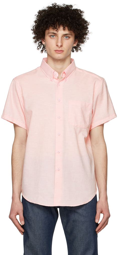 Naked Famous Denim Pink Organic Cotton Short Sleeve Shirt Naked And