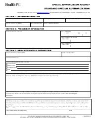 Prince Edward Island Canada Standard Special Authorization Request Form