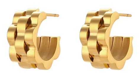 Aretes Rolex Dorado Acero Inoxidable Oro Laminado 14k Meses sin interés