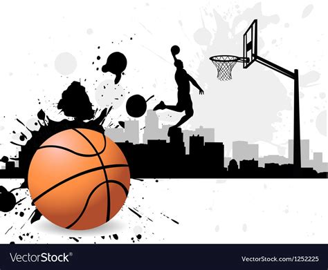 Man Dunking Basketball Silhouette Royalty Free Vector Image