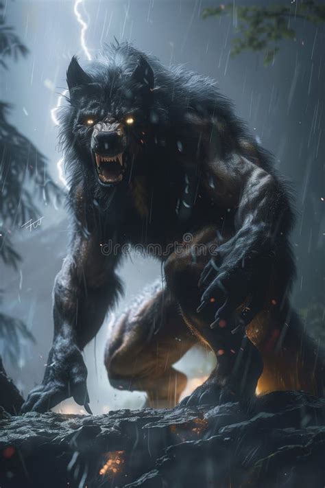 Cinematic Werewolf Poster Art Stock Illustration - Illustration of type ...