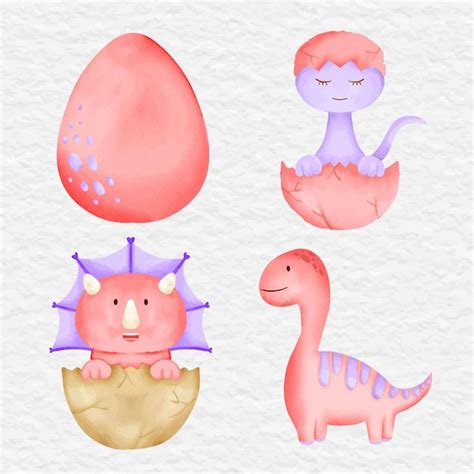 Premium Vector | Watercolor dinosaur baby element clip art collection