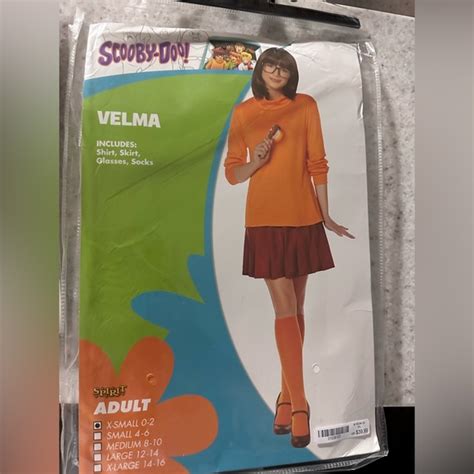 Spirit Tops Adult Scooby Doo Velma Halloween Costume Xs Wig