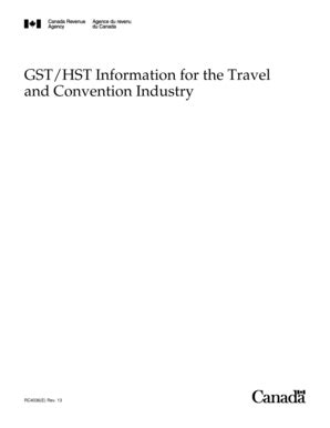 Fillable Online Cra Arc Gc Gst Hst Information For The Travel And