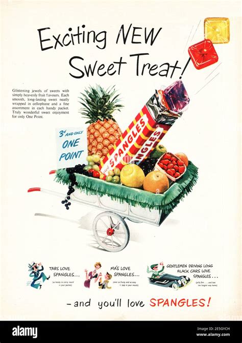 1950 UK Magazine Advert Spangles Sweets Stock Photo - Alamy