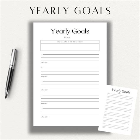 Printable Yearly Goals, Printable Planner, Productivity Planner, PDF ...