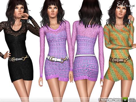 The Sims Resource Crochet Knit Mini Dress 3 S94