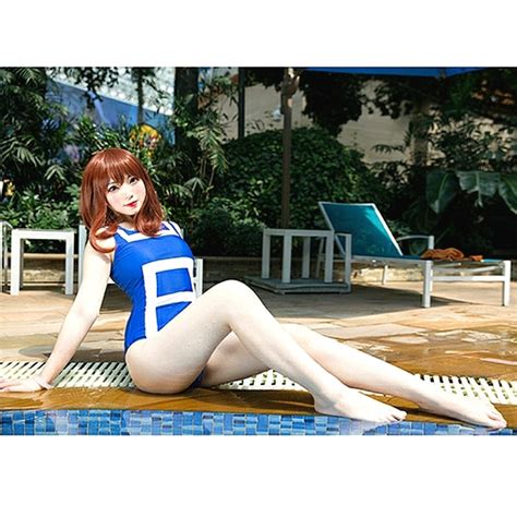Unbranded Swim New Mha My Hero Academia Cosplay Anime Bikini Swimsuit Bluewhite Women L