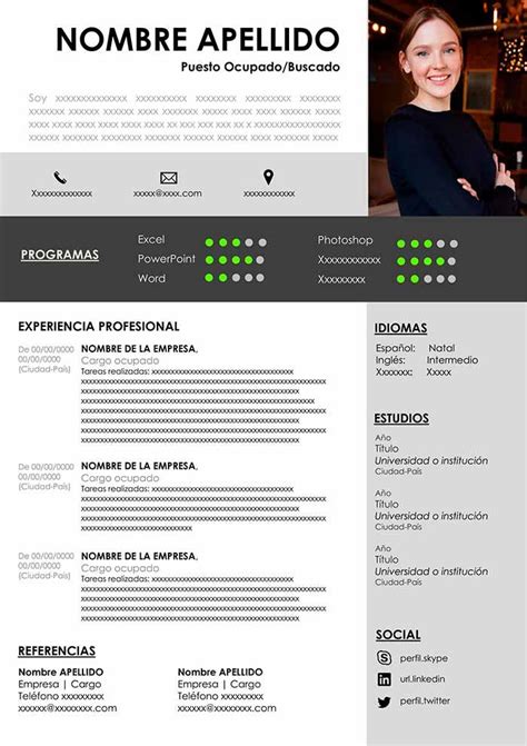 Ejemplo de Currículum Empresarial Gratis en Word Plantillas CV