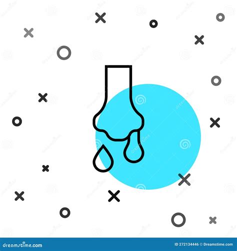 Black Line Runny Nose Icon Isolated On White Background. Rhinitis