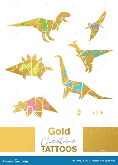 Grupo Dourado Os Dinossauros Do Origâmi Dos Desenhos Animados