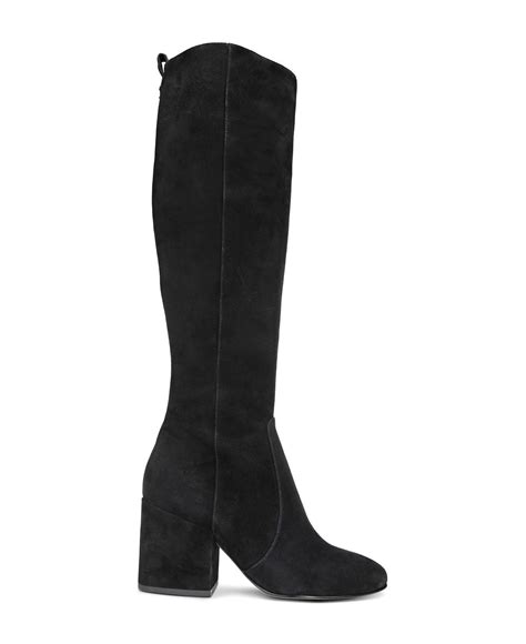 Sam Edelman Womens Thora Suede Tall Block Heel Boots In Black Lyst