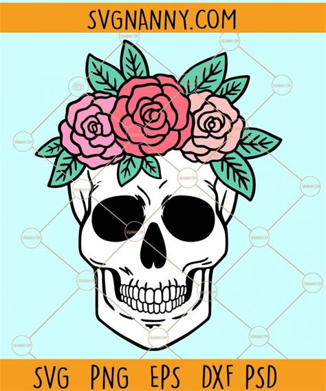 Floral Skull SVG Flower Skull SVG Skull With Flowers Svg Skull SVG File