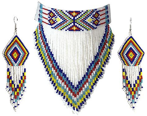 Native Style Seed Beads Beaded Choker Bib Statement Necklace Beaded