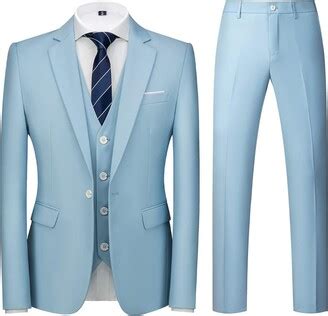 Kudoro Men Suits Piece Slim Fit Single Breasted One Button Jewel Blue