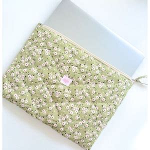 Floral Quilted Laptop Sleeve Ipad Tablet Sleeve Puffy Laptop Case Green