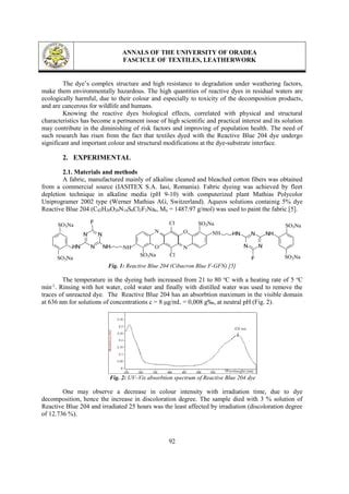 EFFECT OF UV IRRADIATION ON THE DYEING OF COTTON FABRIC WITH REACTIVE